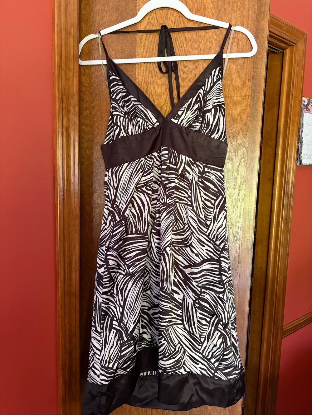 Y2K Forever 21 Black and White Zebra silky Halter Dress